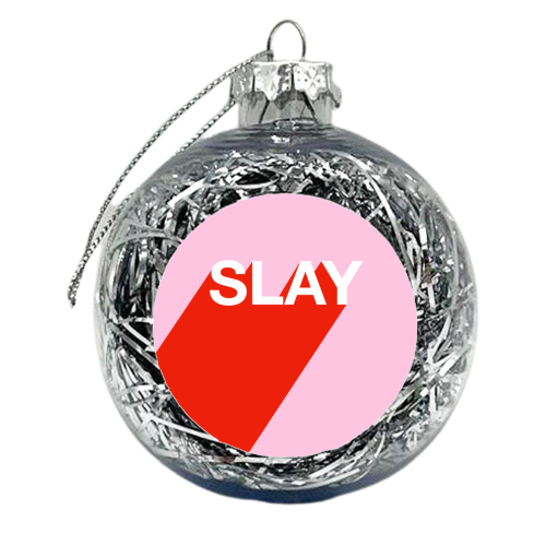 Slay Typographic Design - xmas bauble by Adam Regester