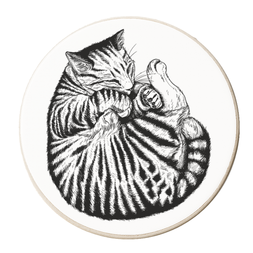 Sleeping Cat - personalised beer coaster by Adam Regester