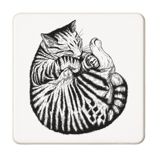 Sleeping Cat - personalised beer coaster by Adam Regester