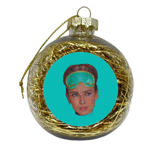 Sleepy Audrey - xmas bauble by Beverley Rae