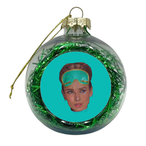 Sleepy Audrey - xmas bauble by Beverley Rae