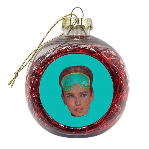 Sleepy Audrey - xmas bauble by Beverley Rae