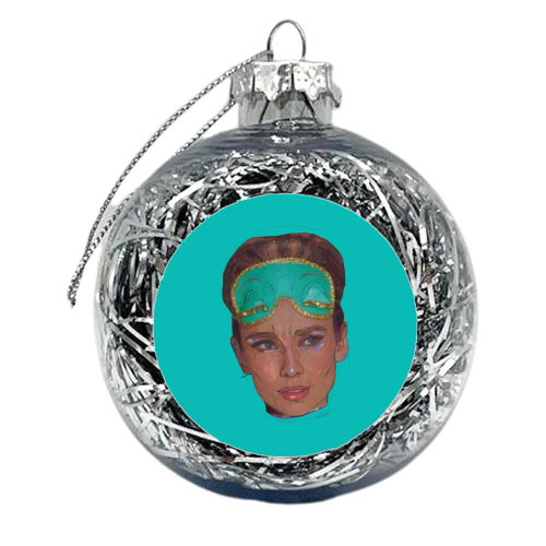 Sleepy Audrey - xmas bauble by Beverley Rae