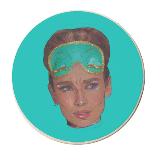 Sleepy Audrey - personalised beer coaster by Beverley Rae