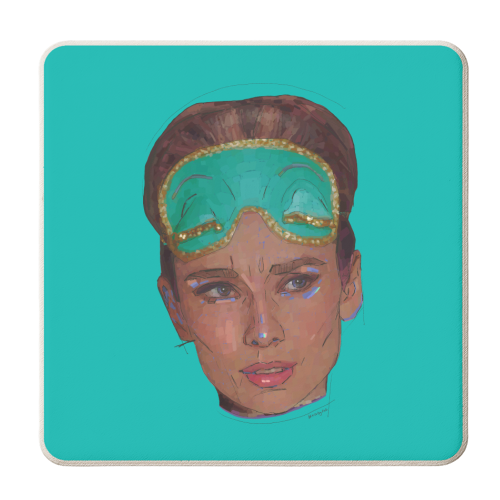 Sleepy Audrey - personalised beer coaster by Beverley Rae