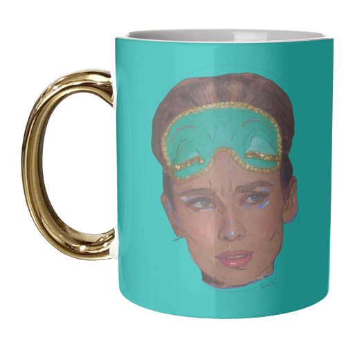 Sleepy Audrey - unique mug by Beverley Rae