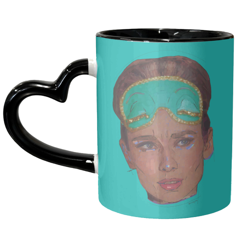 Sleepy Audrey - unique mug by Beverley Rae