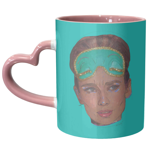 Sleepy Audrey - unique mug by Beverley Rae