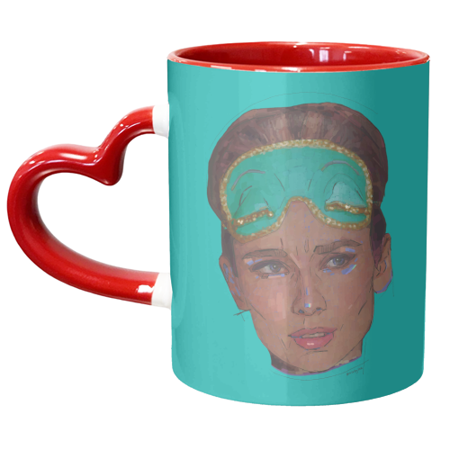 Sleepy Audrey - unique mug by Beverley Rae
