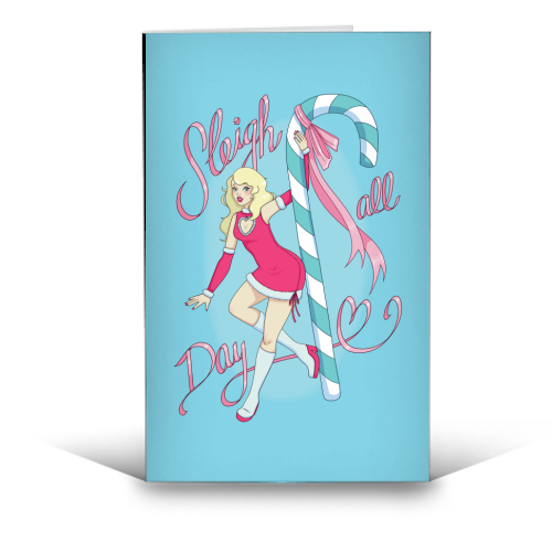 Sleigh All Day - funny greeting card by Melina Garcia Ayala