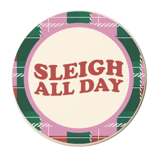 Sleigh All Day - personalised beer coaster by AbiGoLucky