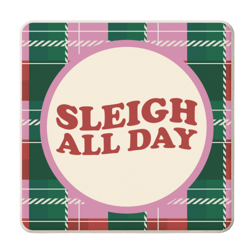Sleigh All Day - personalised beer coaster by AbiGoLucky