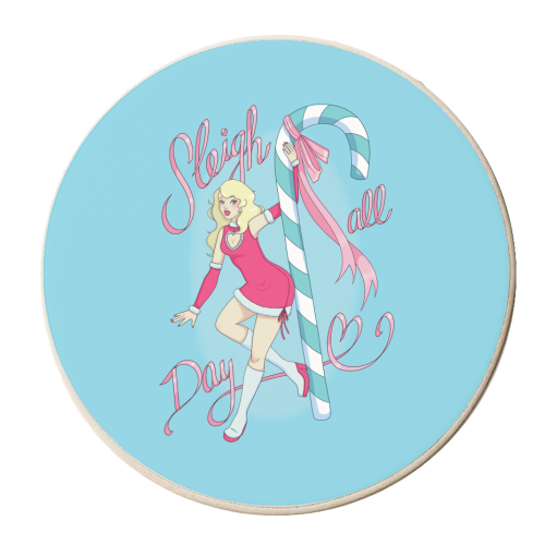 Sleigh All Day - personalised beer coaster by Melina Garcia Ayala