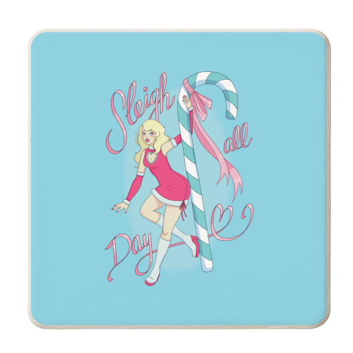 Sleigh All Day - personalised beer coaster by Melina Garcia Ayala