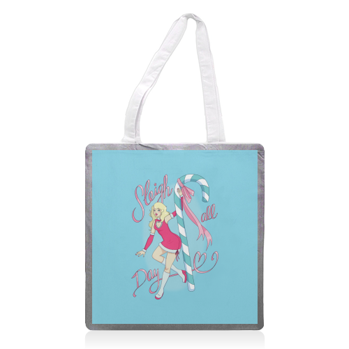 Sleigh All Day - printed canvas tote bag by Melina Garcia Ayala