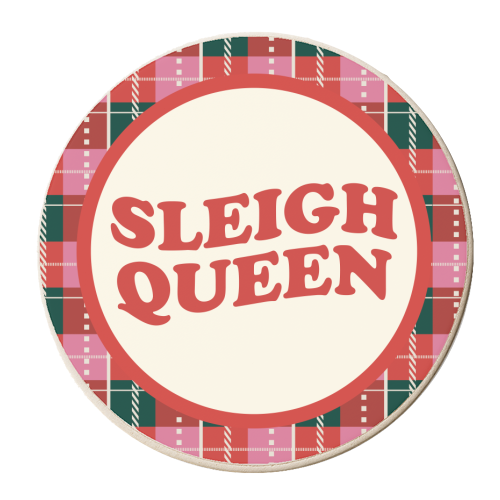 Sleigh Queen - personalised beer coaster by AbiGoLucky