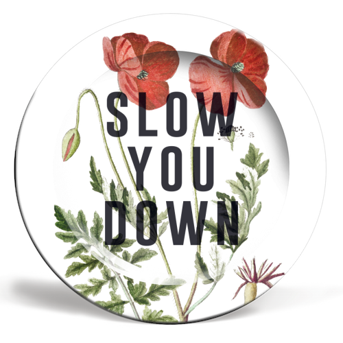 Slow You Down - ceramic dinner plate by The 13 Prints