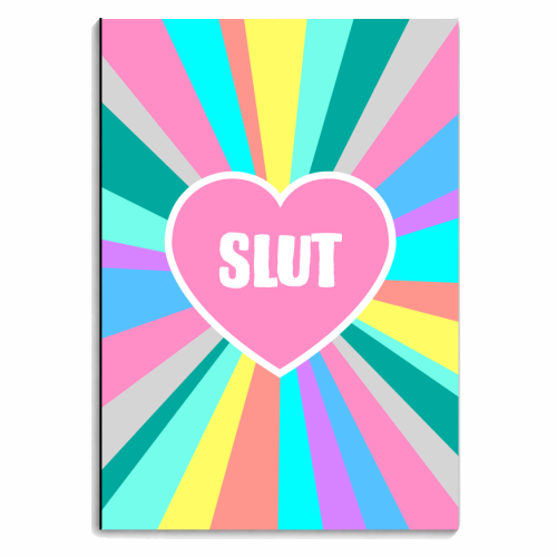 Slut Colour Burst Heart - personalised A4, A5, A6 notebook by Adam Regester