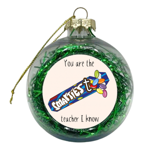 Smart teacher Smarties Pun Design - xmas bauble by Lisa Wardle