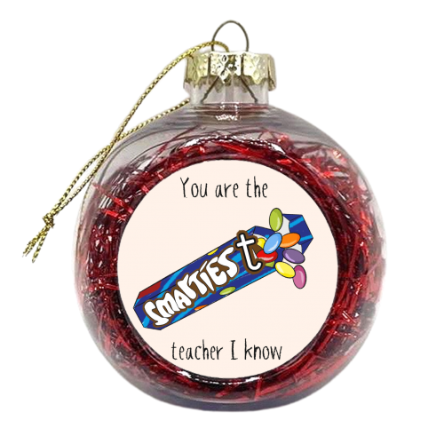 Smart teacher Smarties Pun Design - xmas bauble by Lisa Wardle