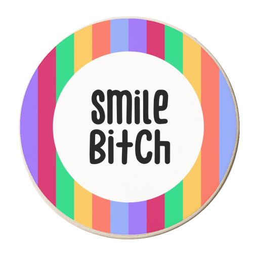 Smile bitch print - personalised beer coaster by The Girl Next Draw