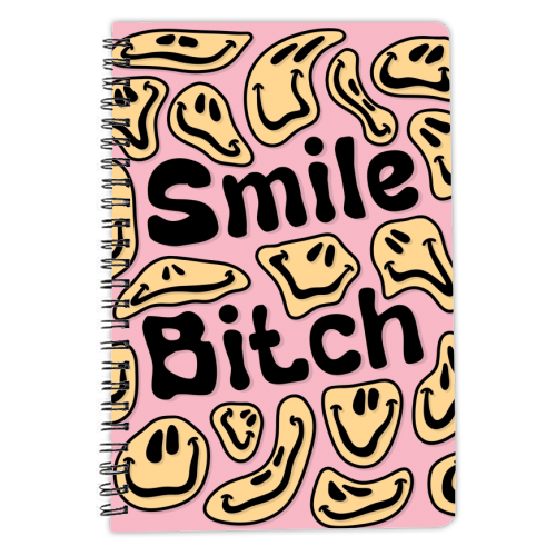 Smile bitch smiley face print - personalised A4, A5, A6 notebook by The Girl Next Draw