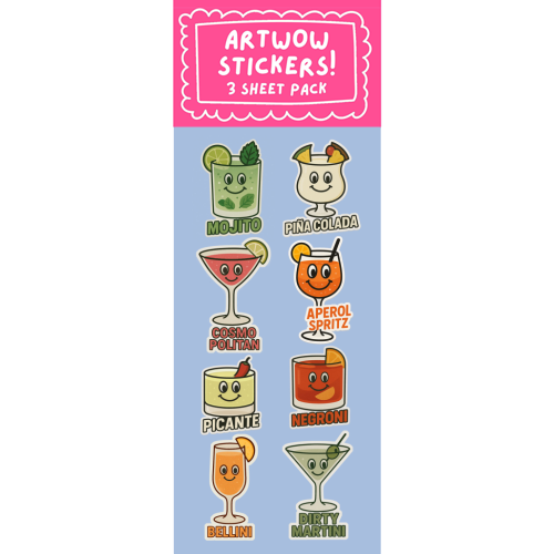 Smiley Cocktail Stickers - Sticker Pack by Lilly Rose