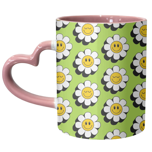 Smiley Daisies - unique mug by Lilly Rose