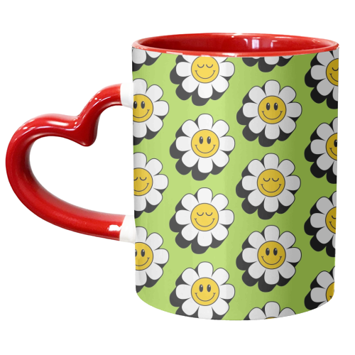 Smiley Daisies - unique mug by Lilly Rose