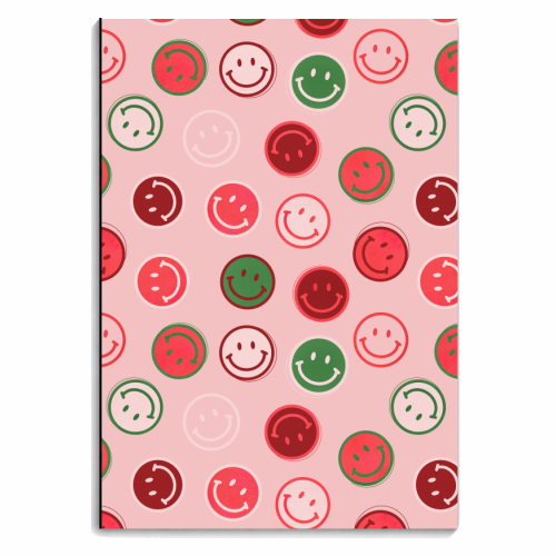 Smiley Faces in Pink and Green - personalised A4, A5, A6 notebook by Ania Wieclaw