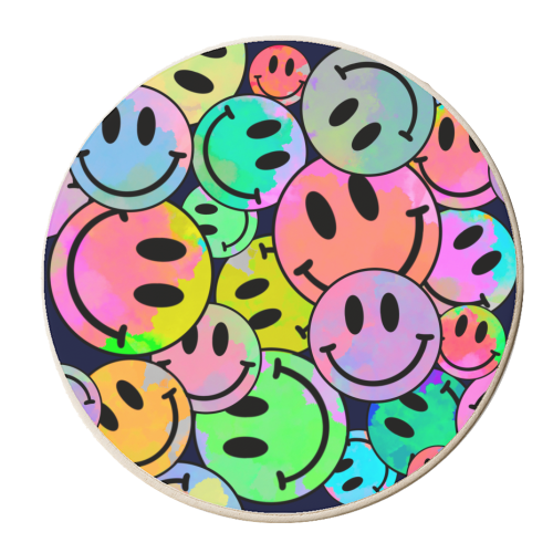 Smiley faces tie-dye Big - personalised beer coaster by Lisa Wardle