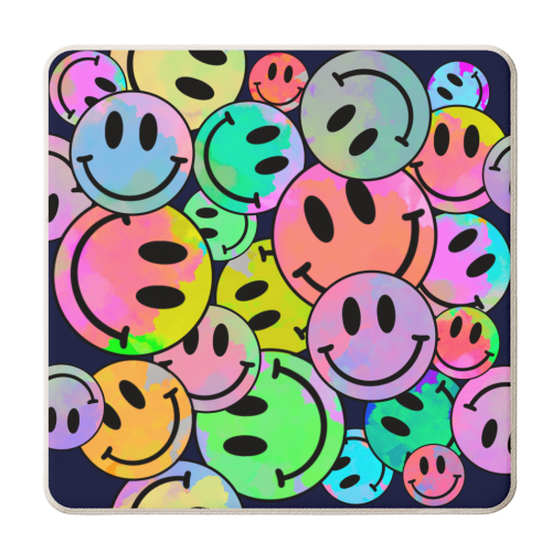 Smiley faces tie-dye Big - personalised beer coaster by Lisa Wardle