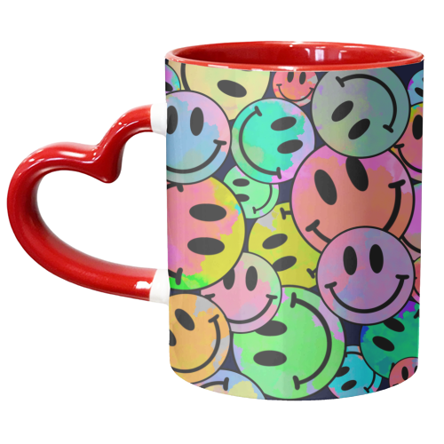 Smiley faces tie-dye Big - unique mug by Lisa Wardle