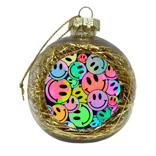 Smiley faces tie-dye Big - xmas bauble by Lisa Wardle