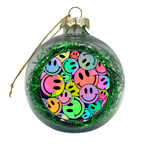 Smiley faces tie-dye Big - xmas bauble by Lisa Wardle