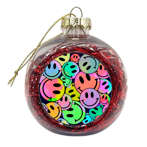 Smiley faces tie-dye Big - xmas bauble by Lisa Wardle