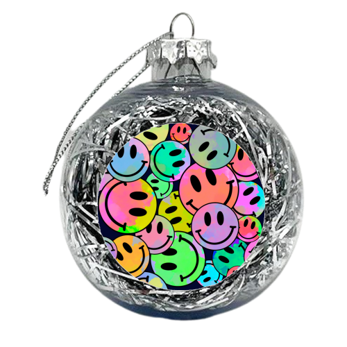 Smiley faces tie-dye Big - xmas bauble by Lisa Wardle
