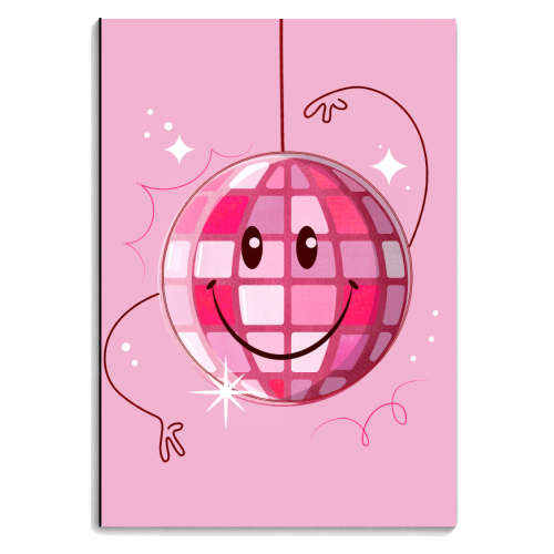 Smiley Pink Disco Ball - personalised A4, A5, A6 notebook by Ania Wieclaw