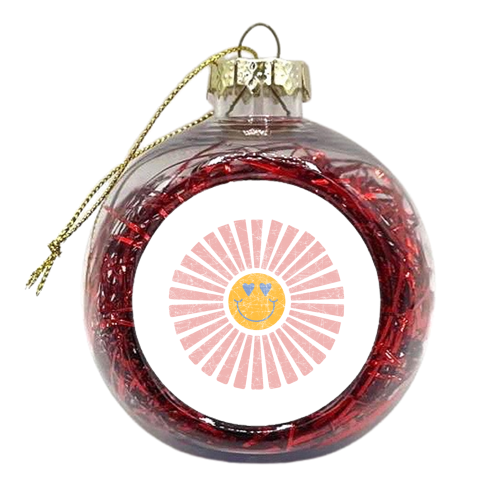 Smiley Sun Yellow & Pink - xmas bauble by Lisa Wardle
