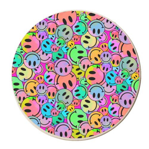 Smiley Tye Dye Pattern - personalised beer coaster by Lisa Wardle