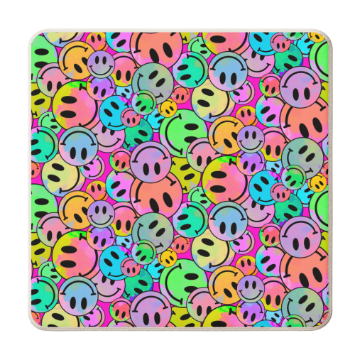 Smiley Tye Dye Pattern - personalised beer coaster by Lisa Wardle
