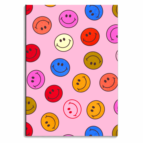 Smileys On Pink - personalised A4, A5, A6 notebook by Ania Wieclaw
