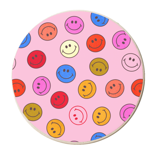 Smileys On Pink - personalised beer coaster by Ania Wieclaw