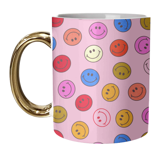 Smileys On Pink - unique mug by Ania Wieclaw