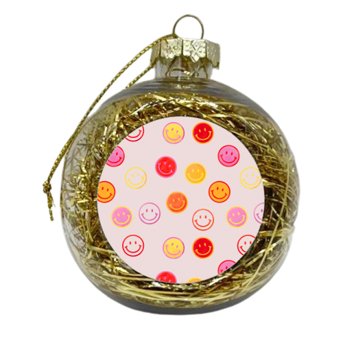Smiling Faces Pattern - xmas bauble by Ania Wieclaw