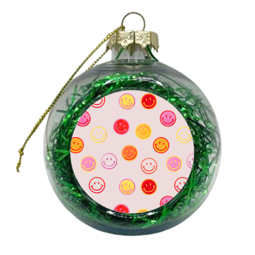 Smiling Faces Pattern - xmas bauble by Ania Wieclaw