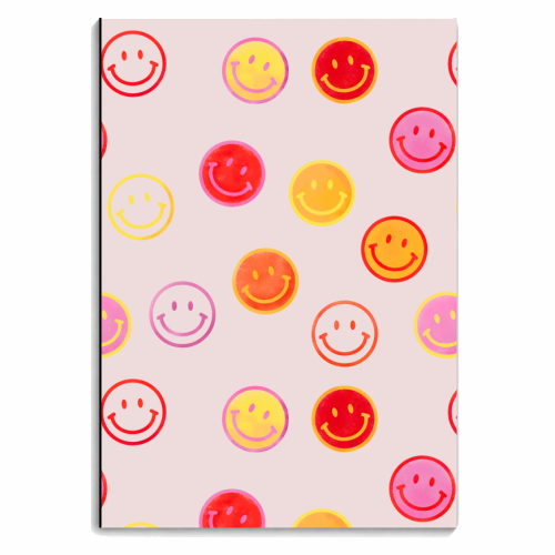 Smiling Faces Pattern - personalised A4, A5, A6 notebook by Ania Wieclaw