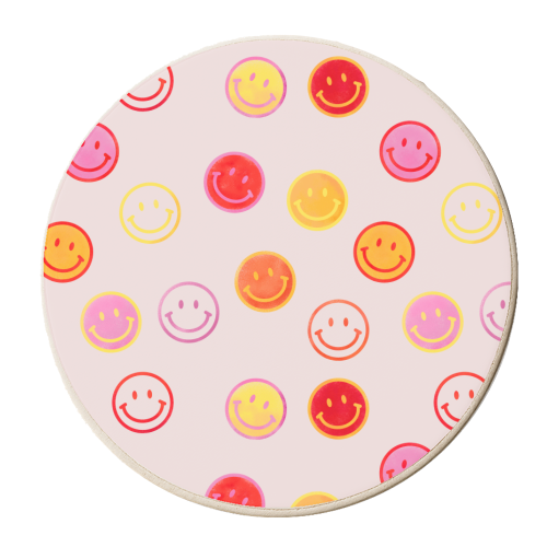 Smiling Faces Pattern - personalised beer coaster by Ania Wieclaw