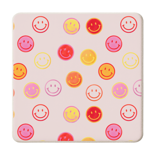 Smiling Faces Pattern - personalised beer coaster by Ania Wieclaw