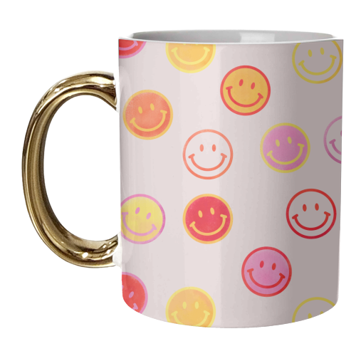 Smiling Faces Pattern - unique mug by Ania Wieclaw